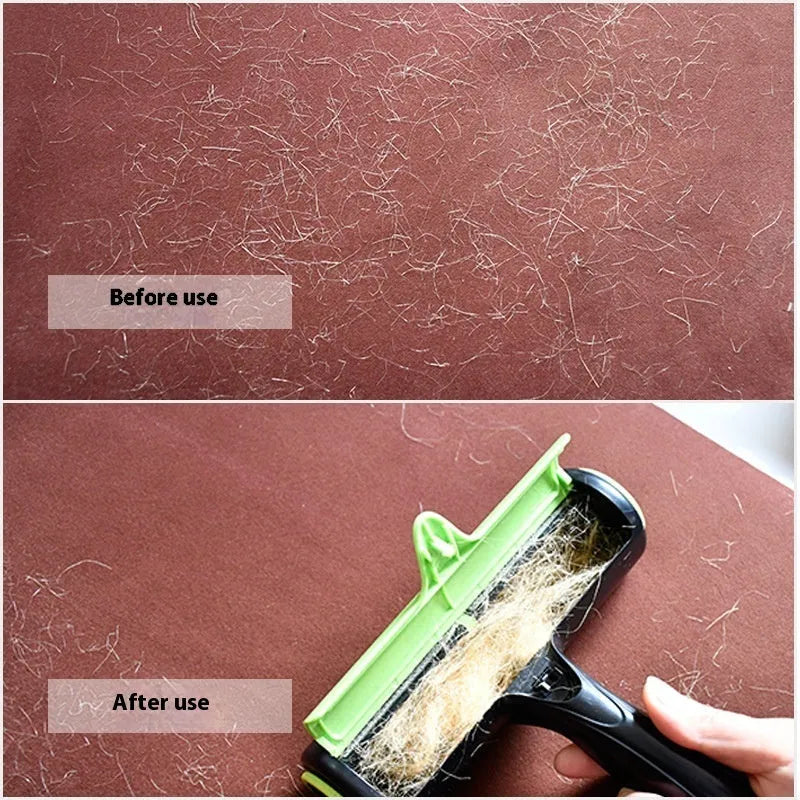 Automatic pet hair lint remover with two-way rolling mechanism and sticky brush for sofa cleaning