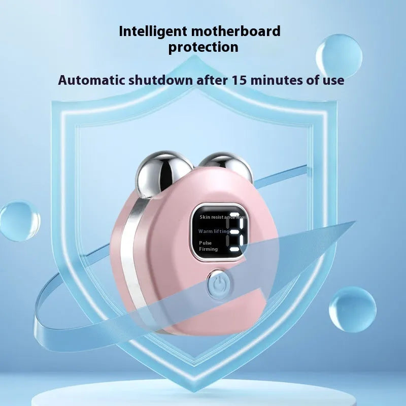 Portable white hot compress and micro current double-roller facial massage instrument with USB charging cable