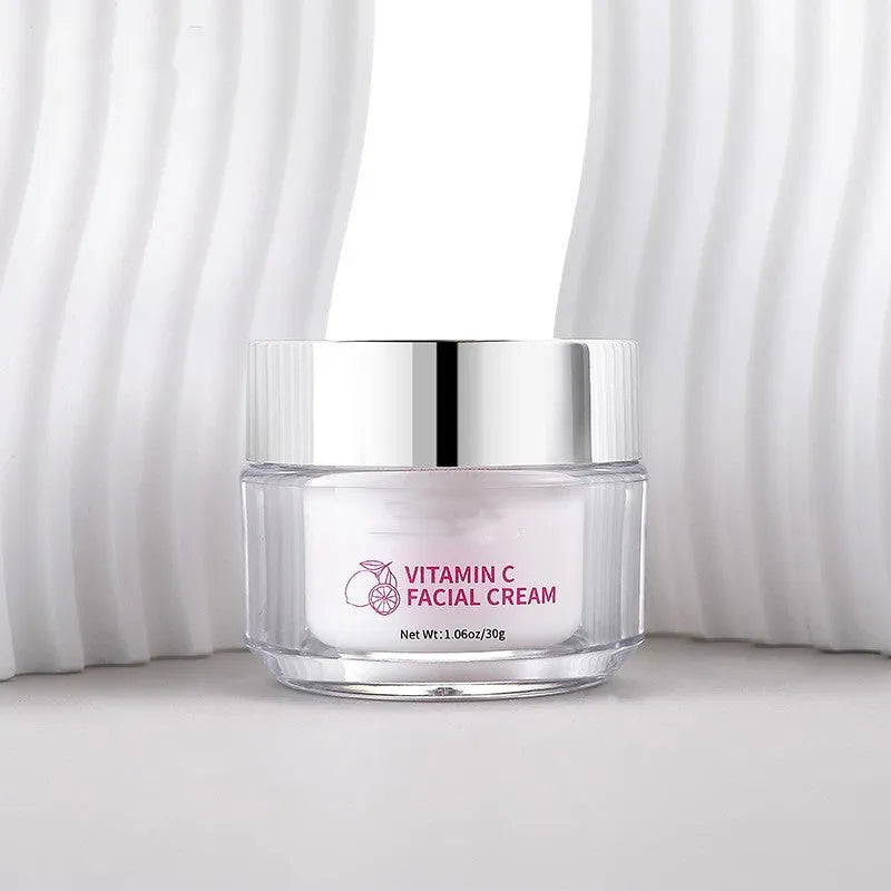 30g Vitamin C face cream in white 6x6x5.2cm tub with universal skin type labelling