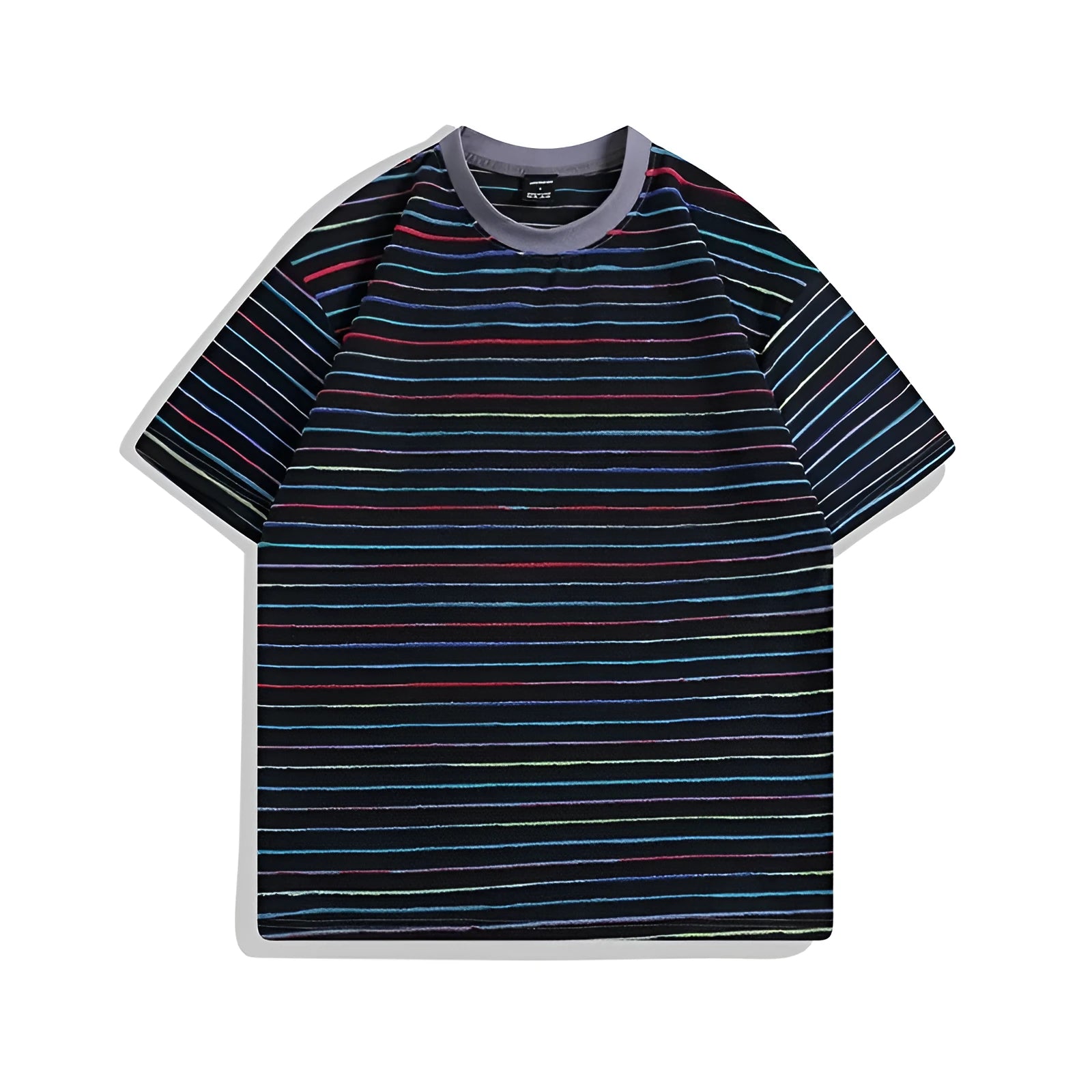 Loose fit striped couple T-shirt in apricot colour with round neck and half sleeves