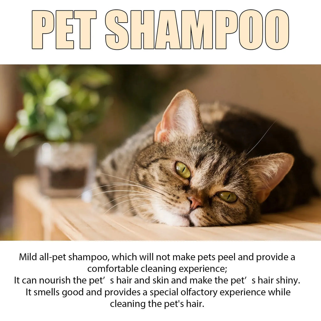 Mild dog shampoo bottle with pump dispenser in 100ml and 300ml sizes