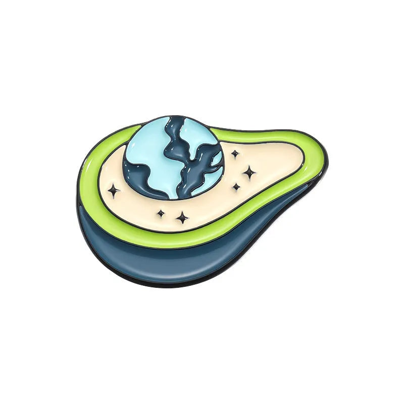 Colourful cartoon fruit and letter design metal brooch on zinc alloy pin