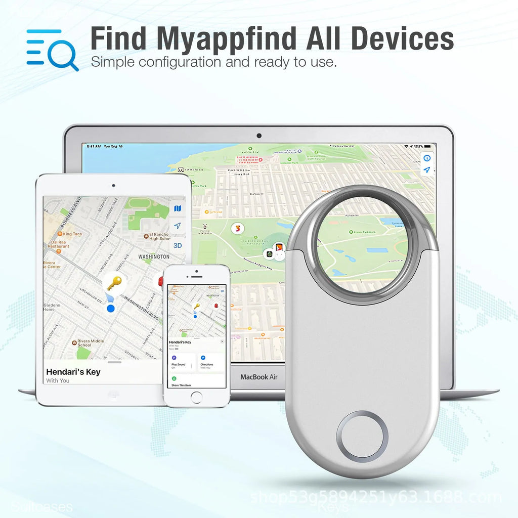Black and white GPS anti-loss tracking device showing compact 55.1mm size with USB charging port