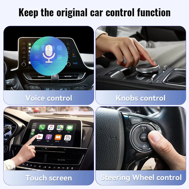 Black Mini CarPlay USB interface adapter measuring 26 x 55 x 13 mm
