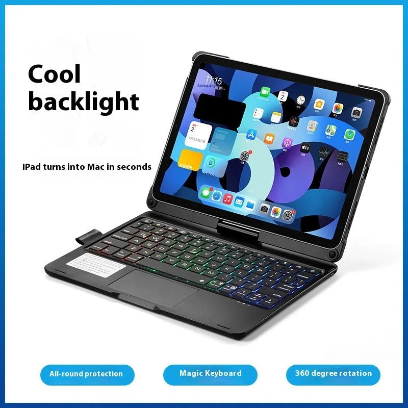 Miaocontrol 360-degree rotating Bluetooth keyboard for iPad Air and Pro tablets in black colour