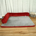 Corduroy pet sofa dog bed in grey, showing bilateral raised edges and non-slip base.