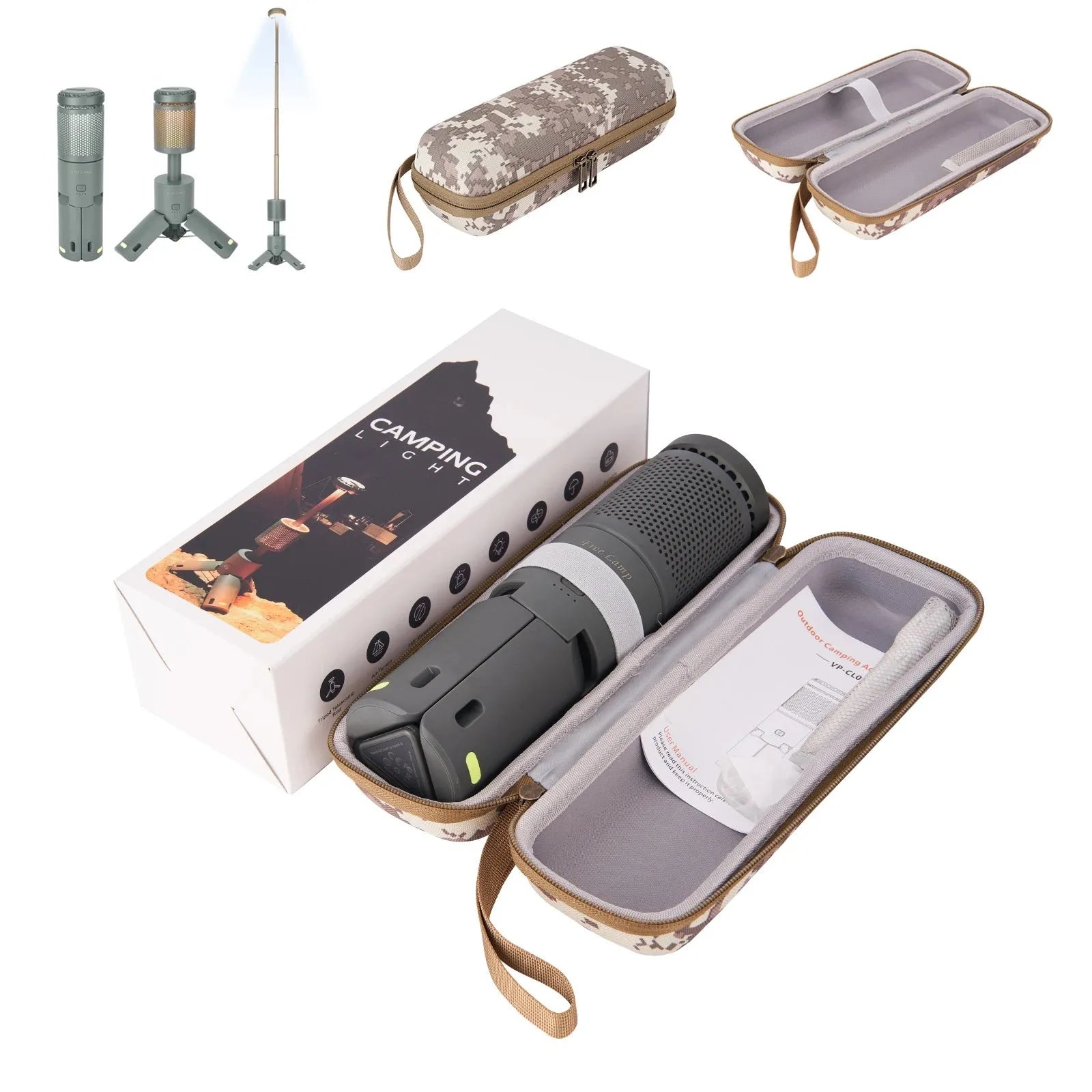 Portable camping LED light in creamy white colour with button switch