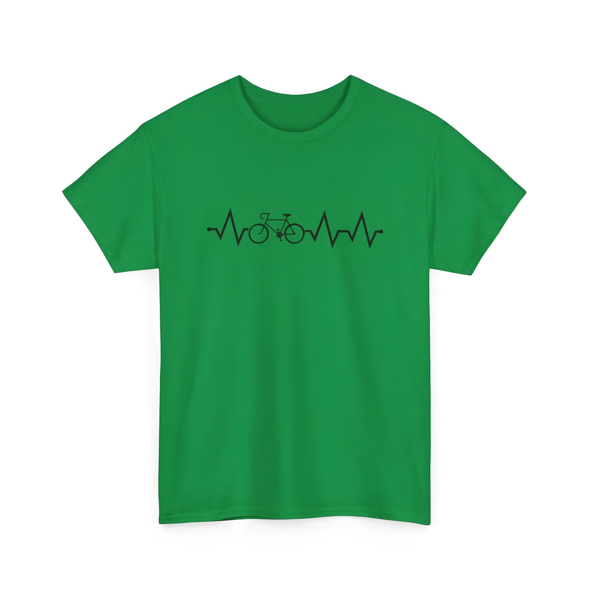 Green cotton short-sleeve t-shirt with a casual letter print design on the front.