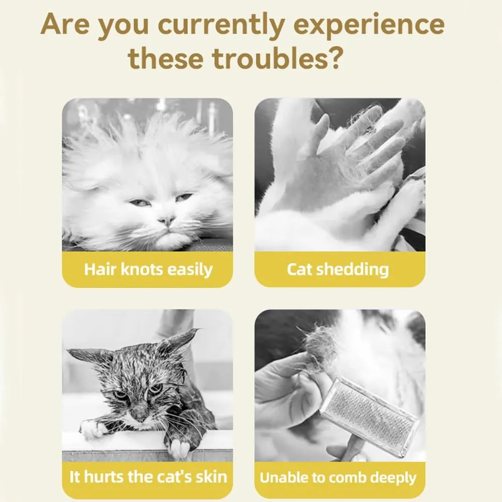 Green and yellow rechargeable silicone cat steam brush for grooming tangled hair