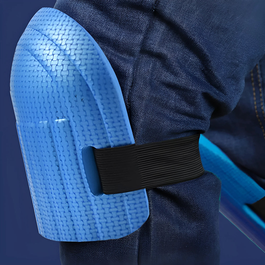 EVA foam kneeling pads with approximately 11mm thickness shown in black, blue, green, and pink colour options