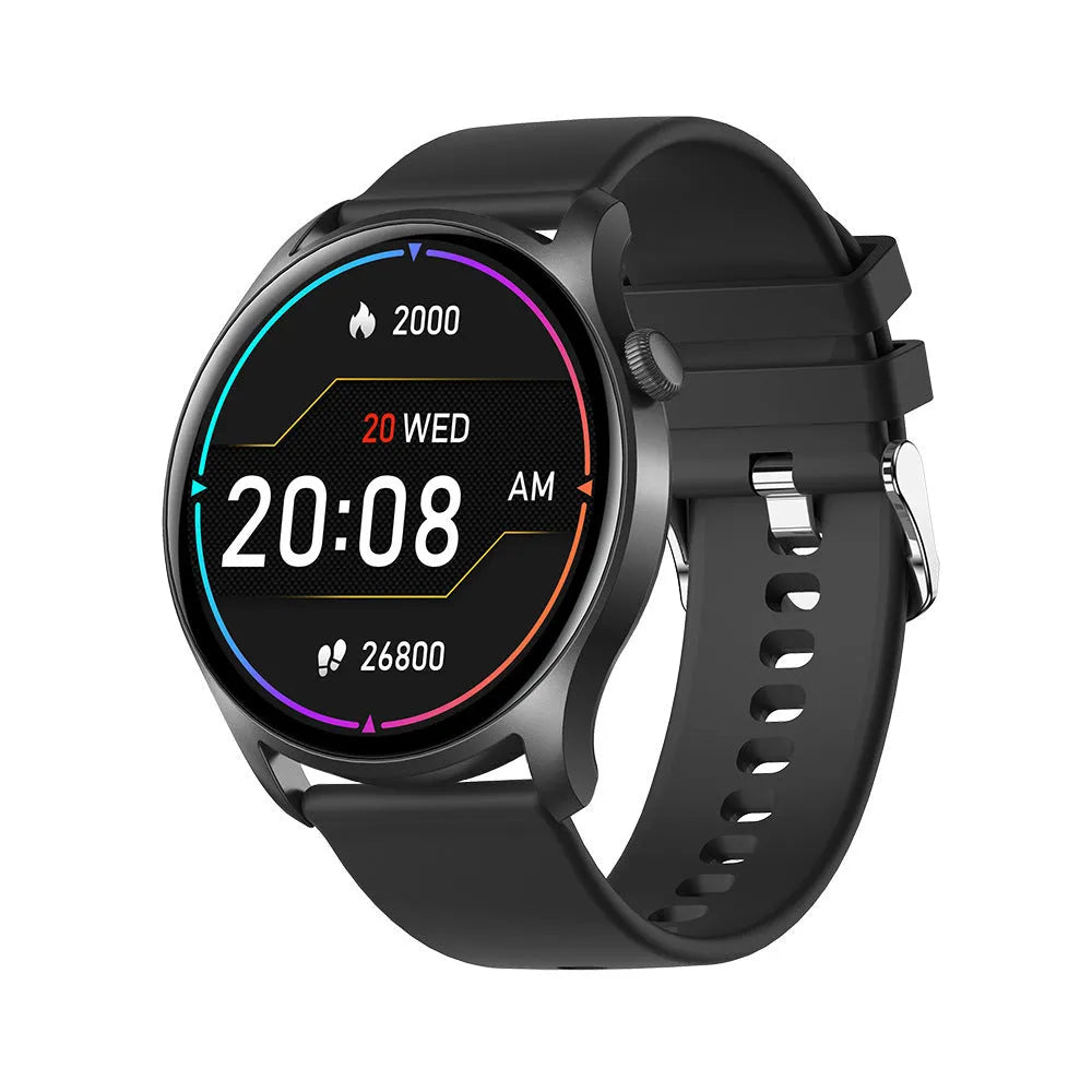 Smart watch with 1.3-inch screen showing heart rate and blood pressure measurement functions on wrist