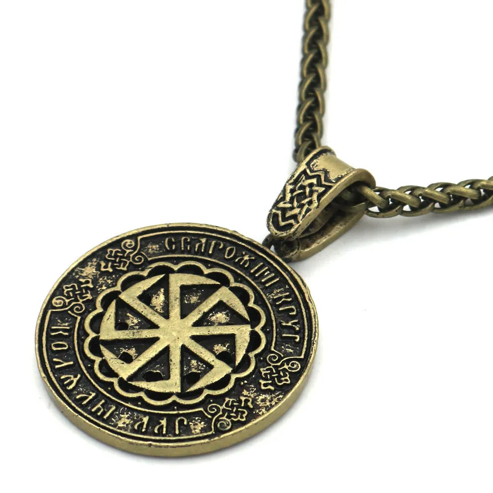 Lunavin ODing logo pendant necklace with snake bones chain and leather rope options in antique silver finish