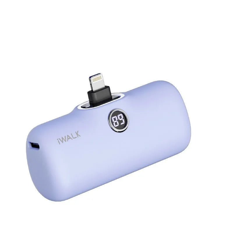 Mini lipstick portable power bank showing colour options and compact dimensions