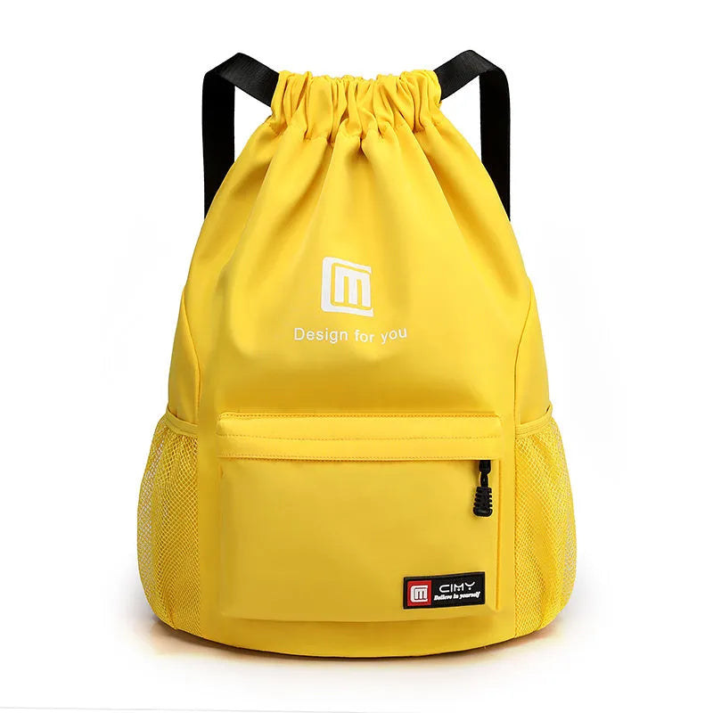 Waterproof Oxford travel backpack in multiple colours with drawstring closure and shoulder straps