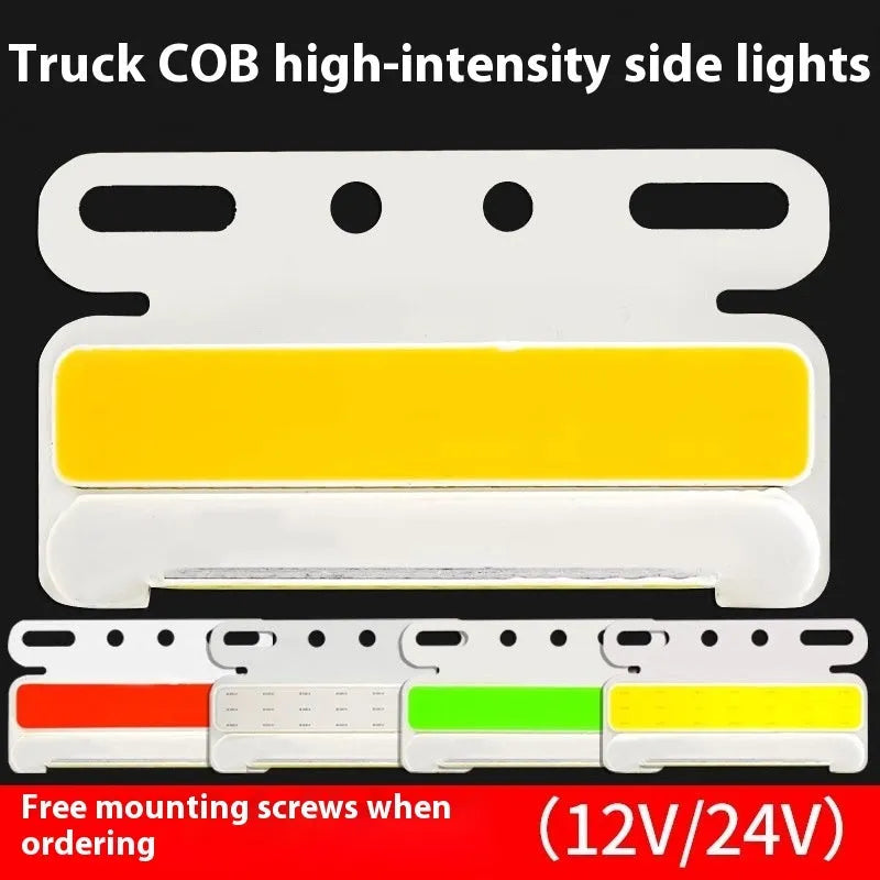 12V 24V aluminium alloy waterproof COB LED truck side light and grounded tyre marker in multiple colours.