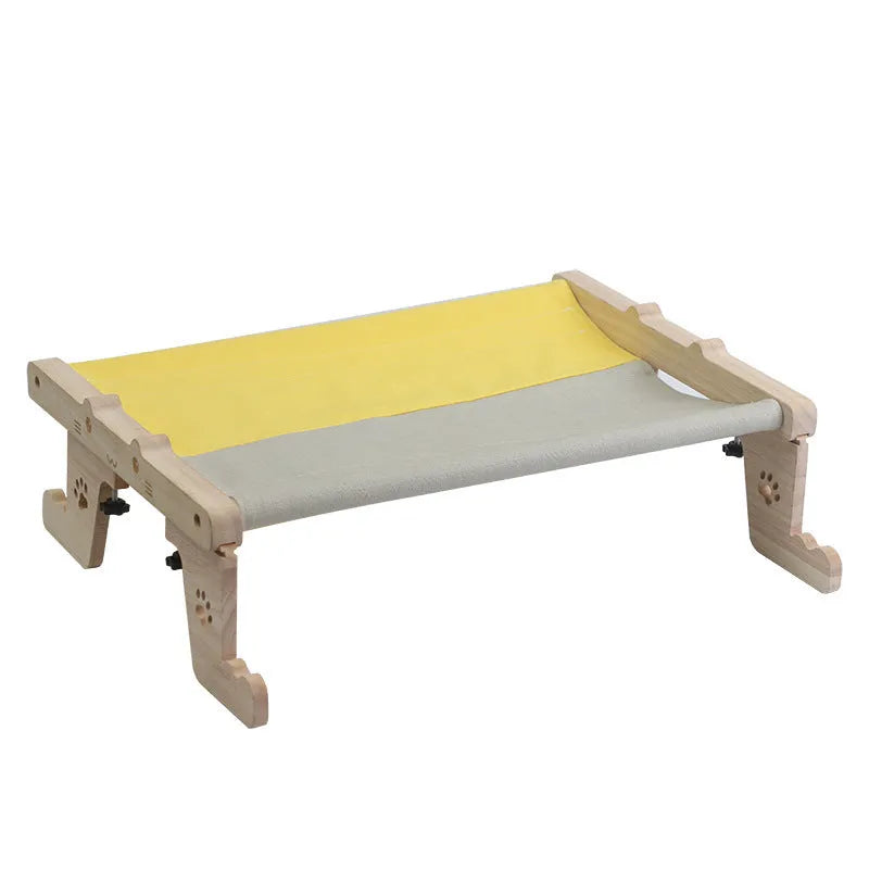 Wooden frame cat hammock hanging bed mounted to window with seven style options