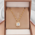 Women's gold-plated titanium steel clavicle chain necklace with geometric design and mixed gem inlaid zircon pendants