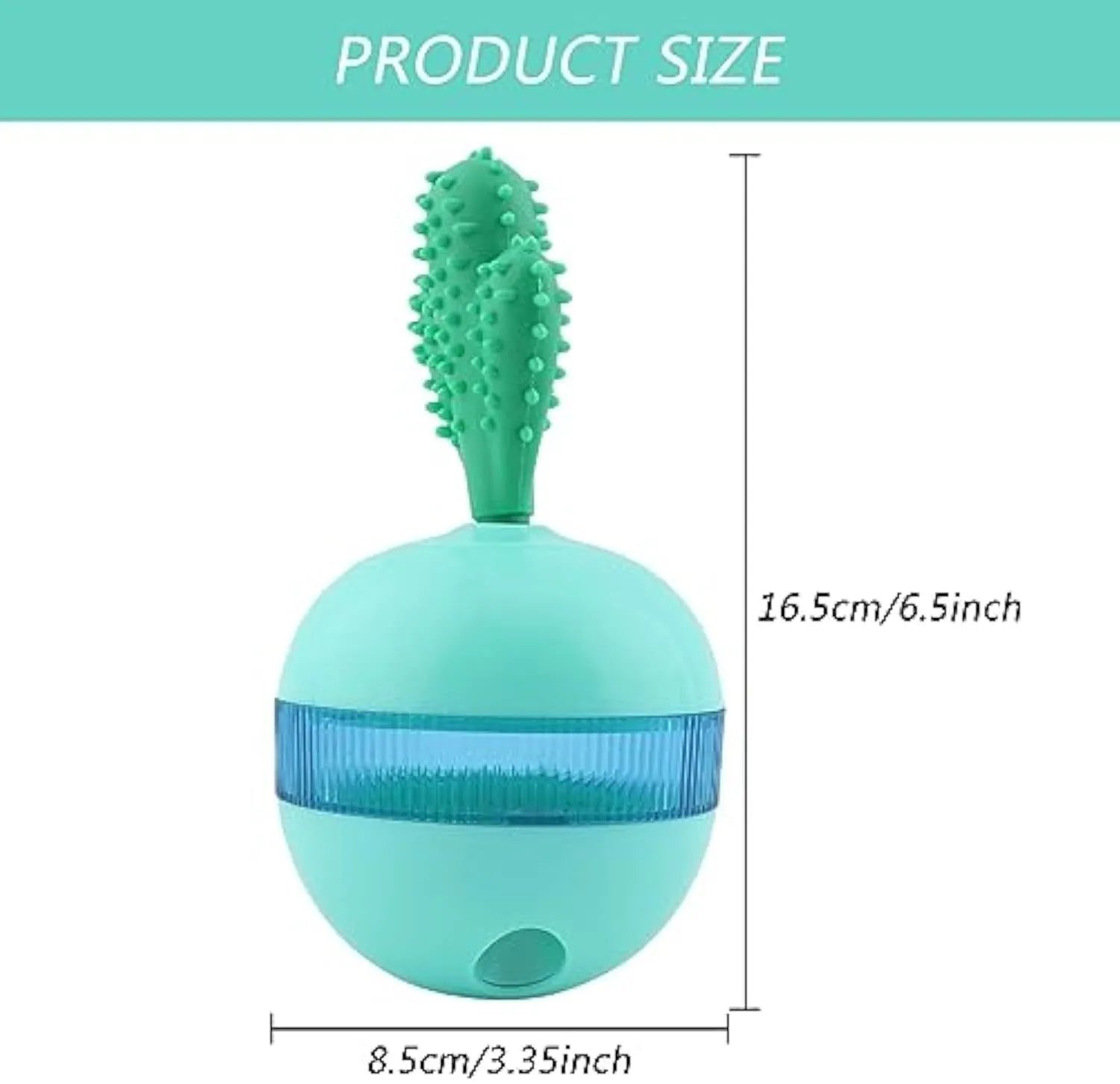 Blue and green durable rubber dog puzzle ball with treat dispensing holes
