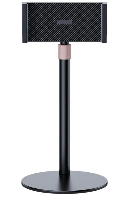 Black telescopic lifting bracket holding an 11-inch tablet computer at an adjustable angle.