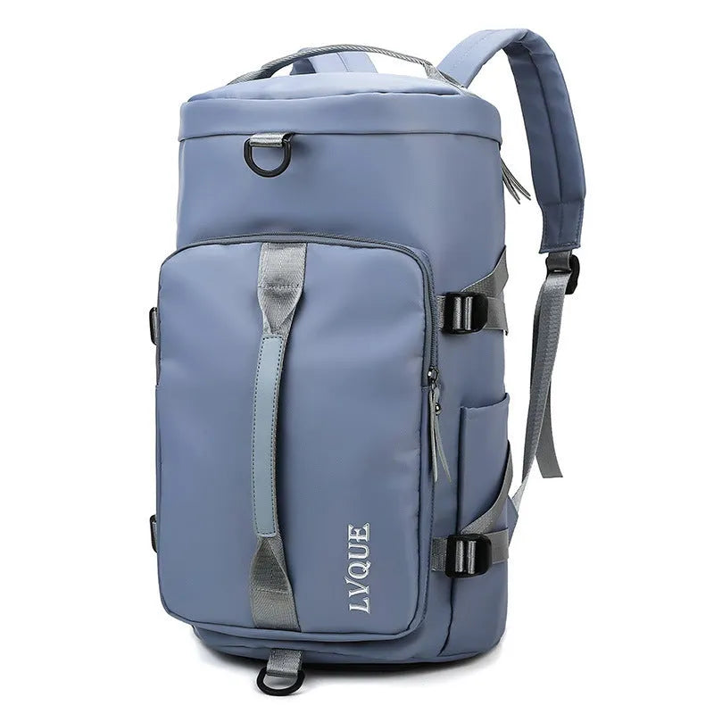 Waterproof nylon gym backpack with separate shoe compartment and combination lock in multiple colour options