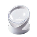 Clear white plastic cat food bowl with 4-degree anti-vomit tilt angle