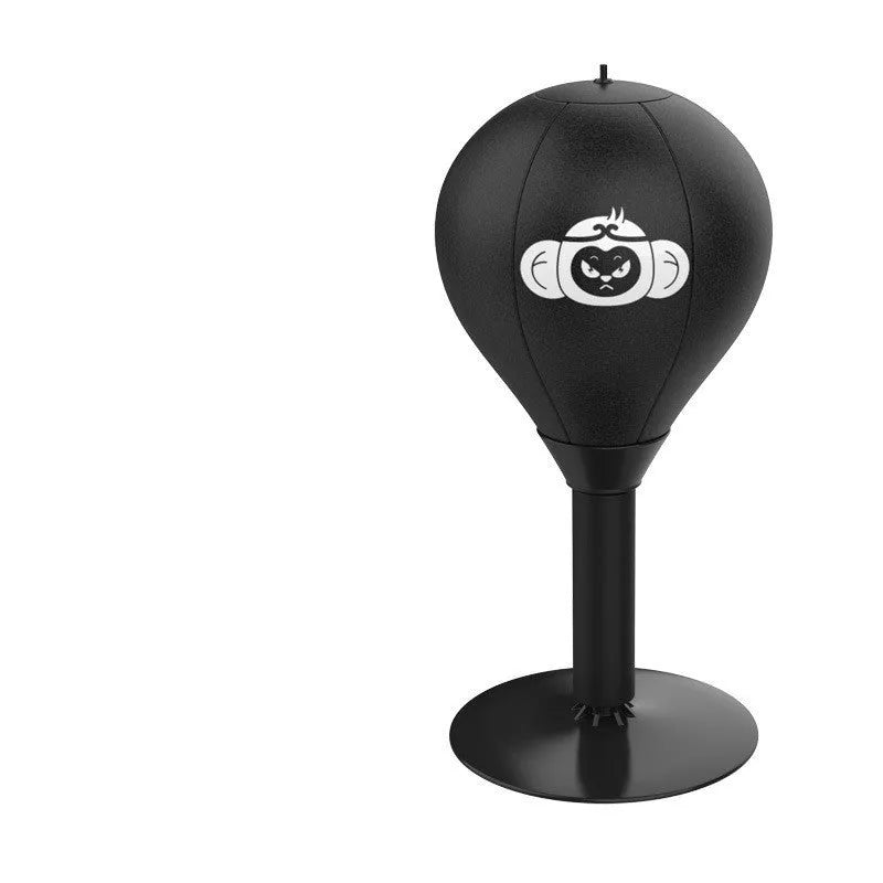 Tabletop boxing speed ball with suction cup base and PU leather ball on a desk