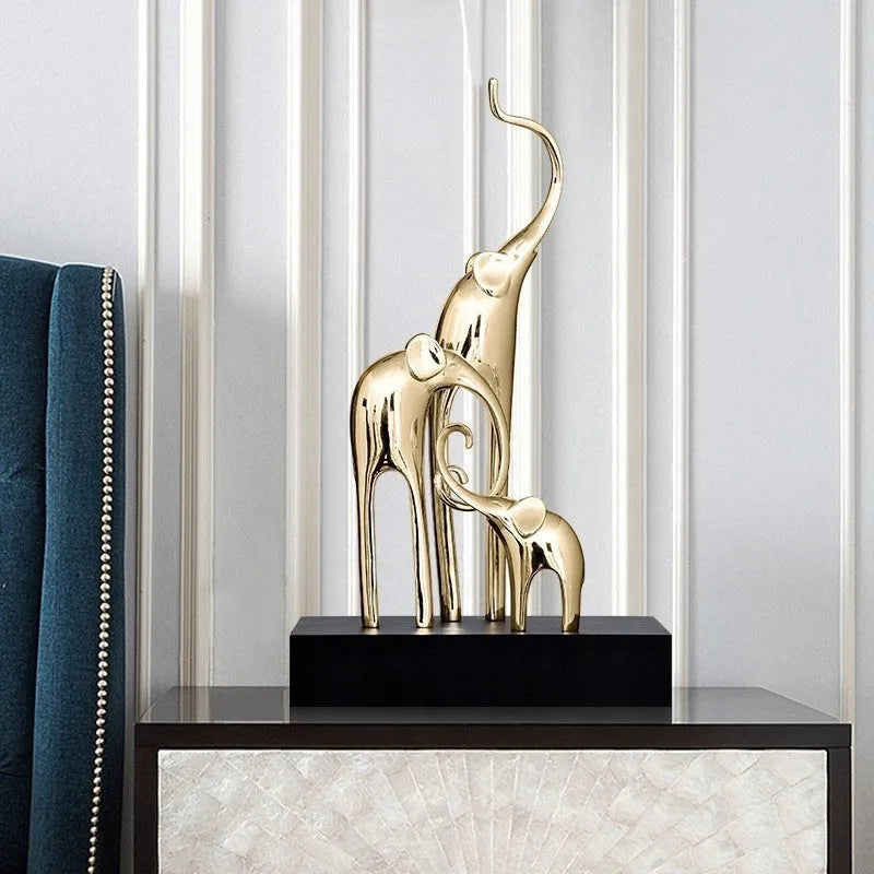 European style fortune elephant decorative craft resin figurine in bright gold rose gold elegant silver or retro colour