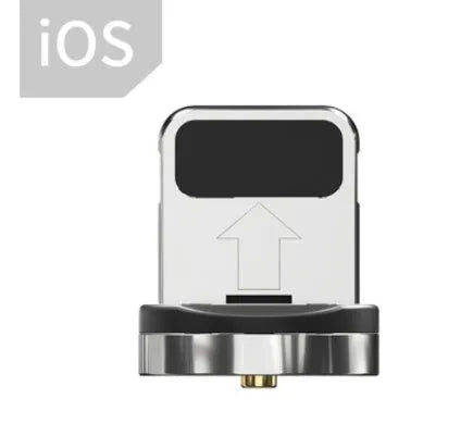 Essager rotating magnetic USB charging cable with LED light in black, shown with Android and Type-C magnetic tips.