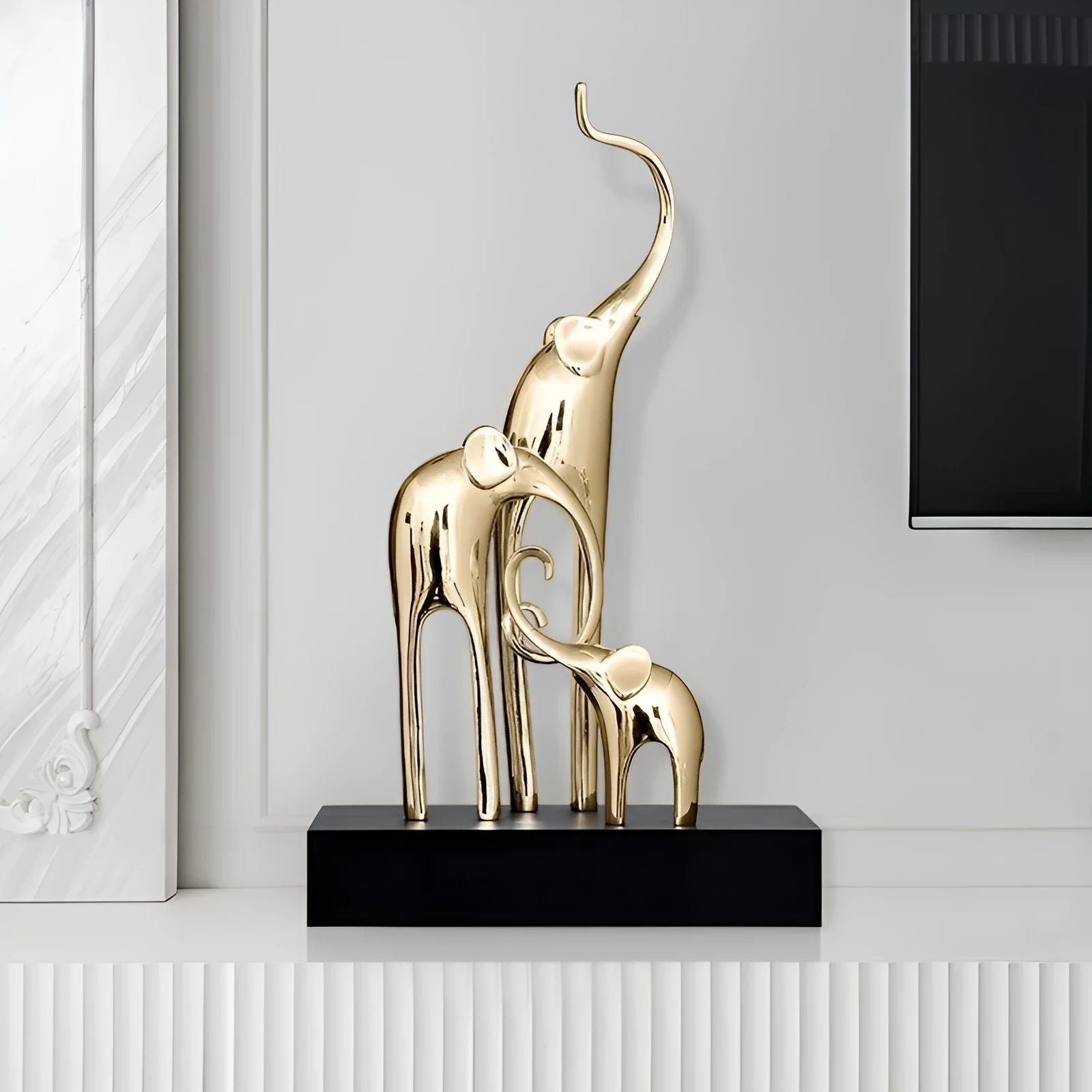 European style fortune elephant decorative craft resin figurine in bright gold rose gold elegant silver or retro colour