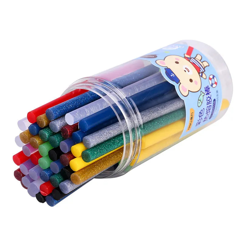 55 transparent hot melt glue sticks in packaging with 7mm diameter for glue guns