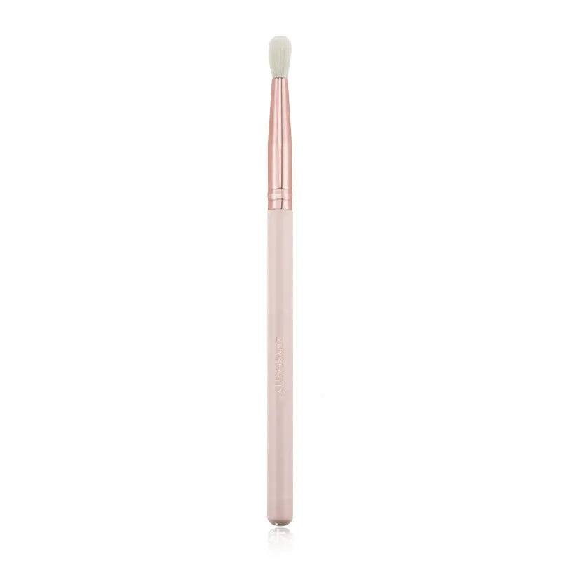 26 piece pink makeup brush set with wooden handles in protective PU storage bag