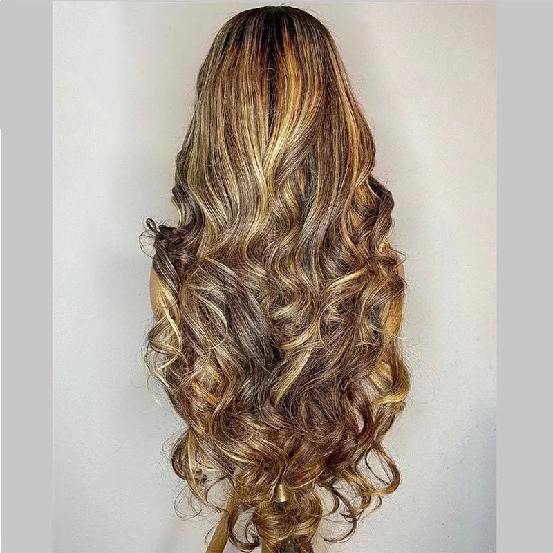 Long curly front lace wig with 134 gradient colour and integrated head cover