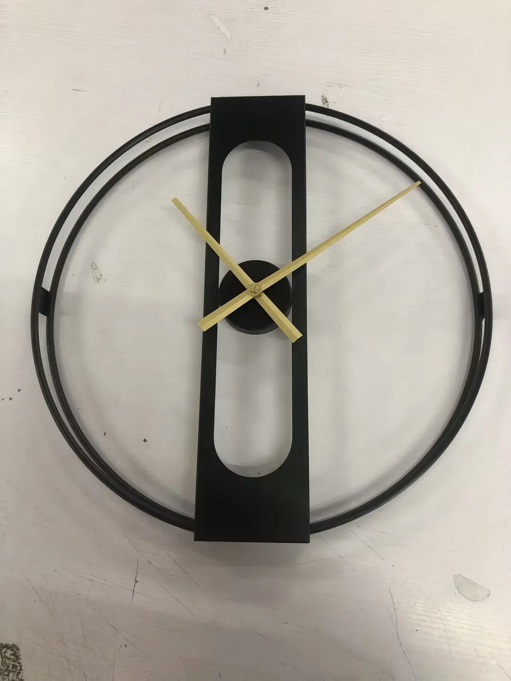 Large 50 cm round metal wall clock with Arabic numerals in black or gold finish