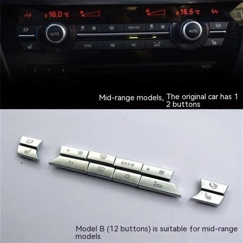 Silver automotive air conditioning button replacement set with multiple fitting options