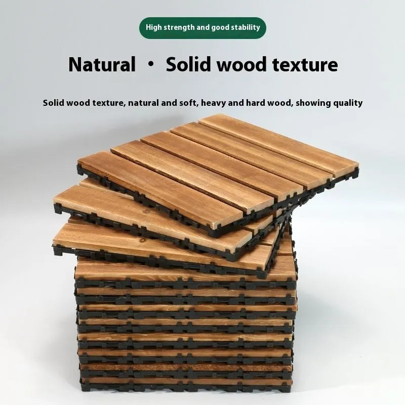 Set of square camphor pine flooring boards with a thickened profile and brushed durable finish