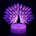 Small colourful USB table lamp with 3D acrylic crack-effect base and touch control on a wooden desk.