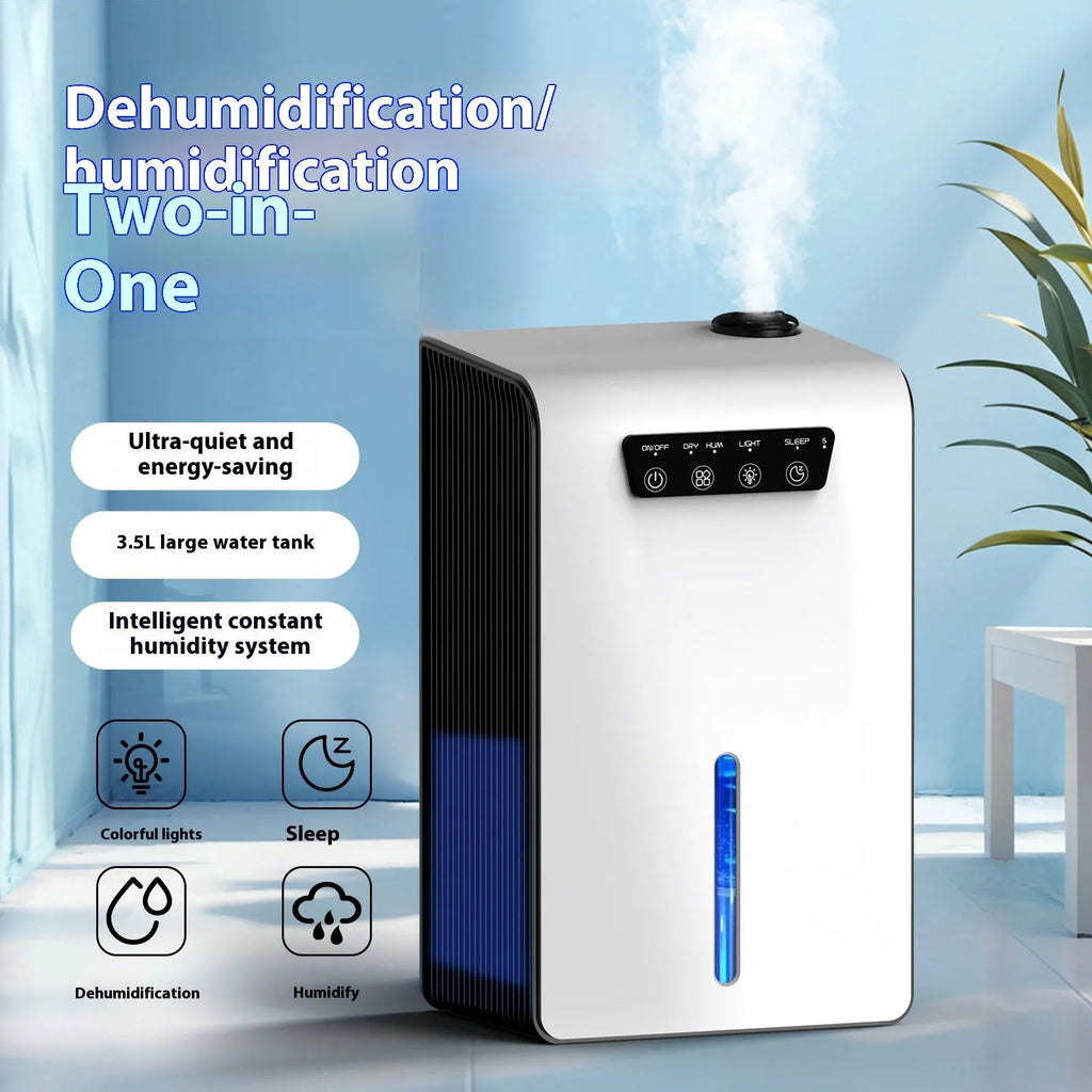 Milky white small household dehumidifier for bedroom use on a floor