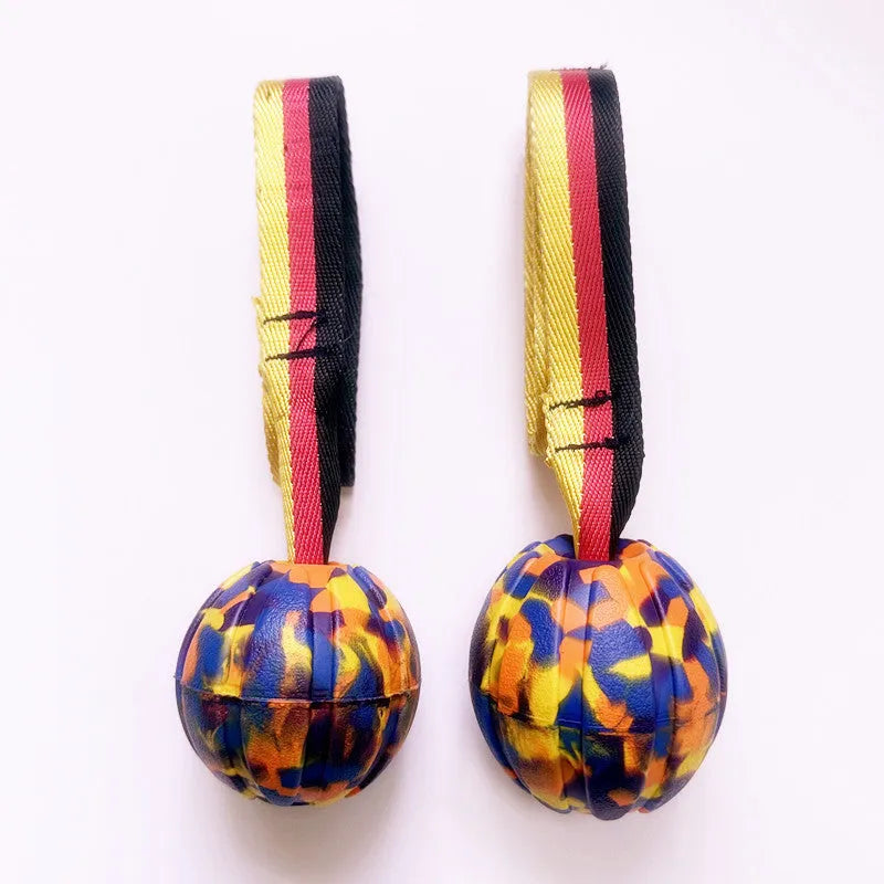 EVA floating dog training ball in camouflage colour with tetherball design for water retrieval