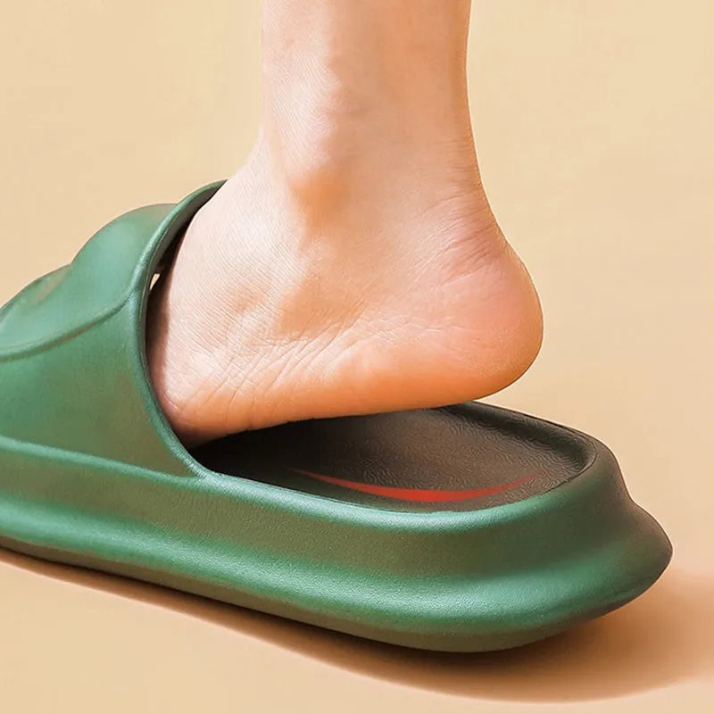 Thick sole EVA foam flip flop slippers for men and women in various colours.