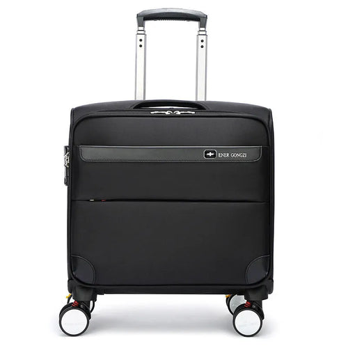 18 inch black Oxford cloth business boarding case with universal wheels and anti-theft features