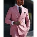 Korean style slim fit men's two-piece suit in a cotton blend fabric for business and banquet wear.
