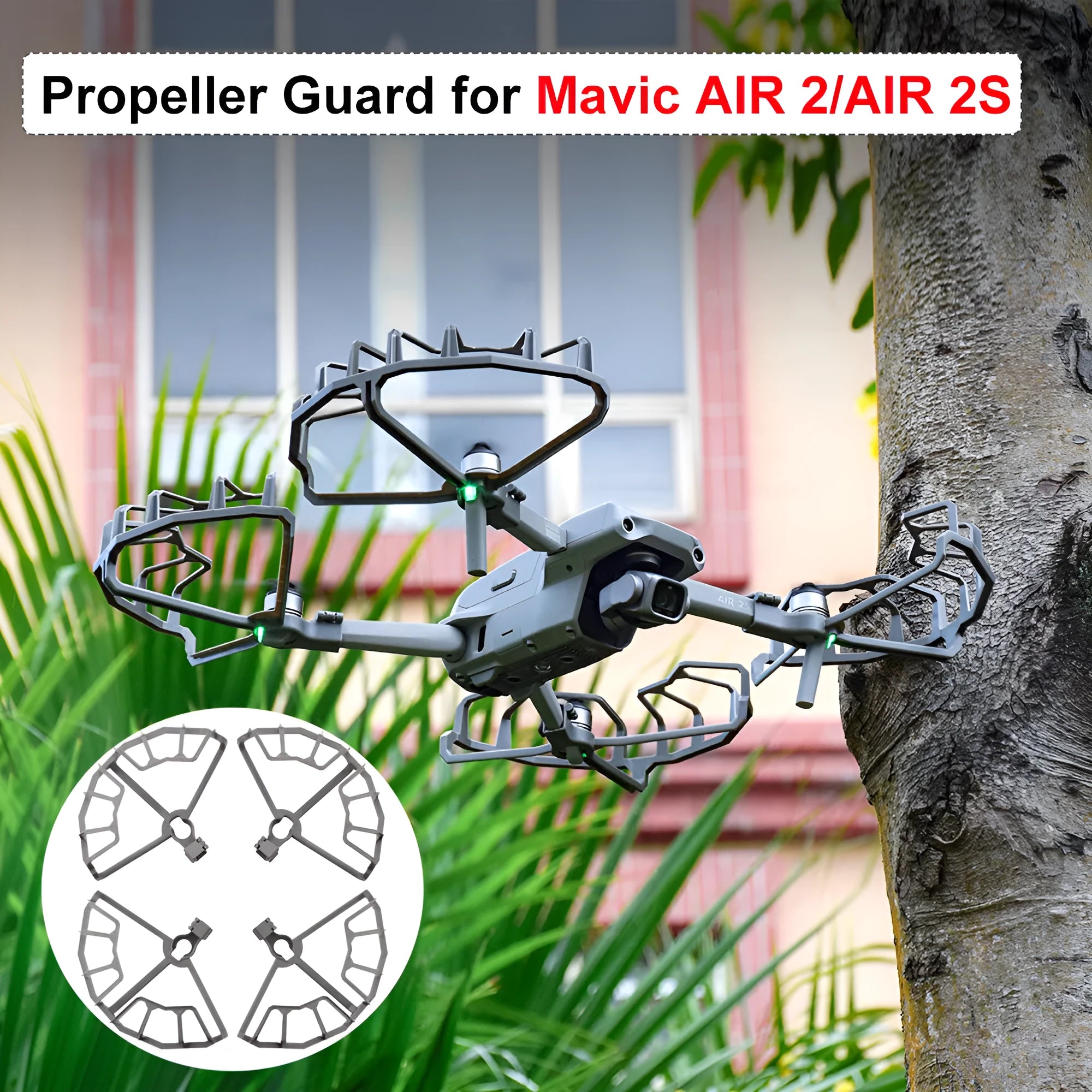 Grey ABS propeller guard ring for DJI Mavic Air 2 and Air 2S drones on a white background.