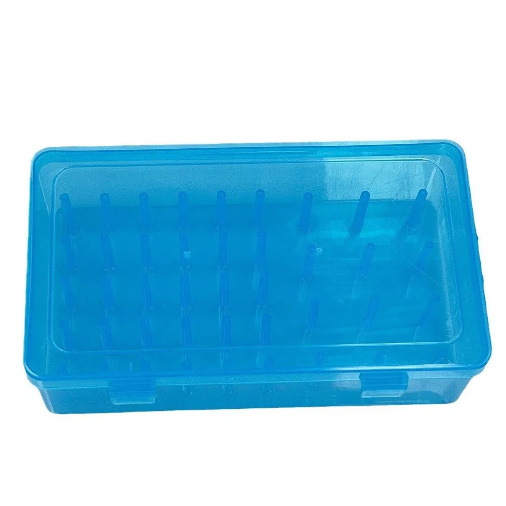 Plastic embroidery storage box with 42 compartments for organising sewing threads and accessories