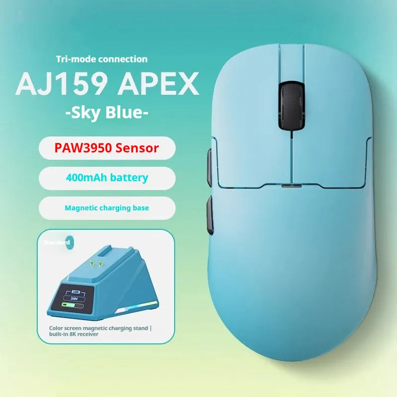 Wireless wired Bluetooth gaming mouse with PAW3395 sensor in multiple colour options