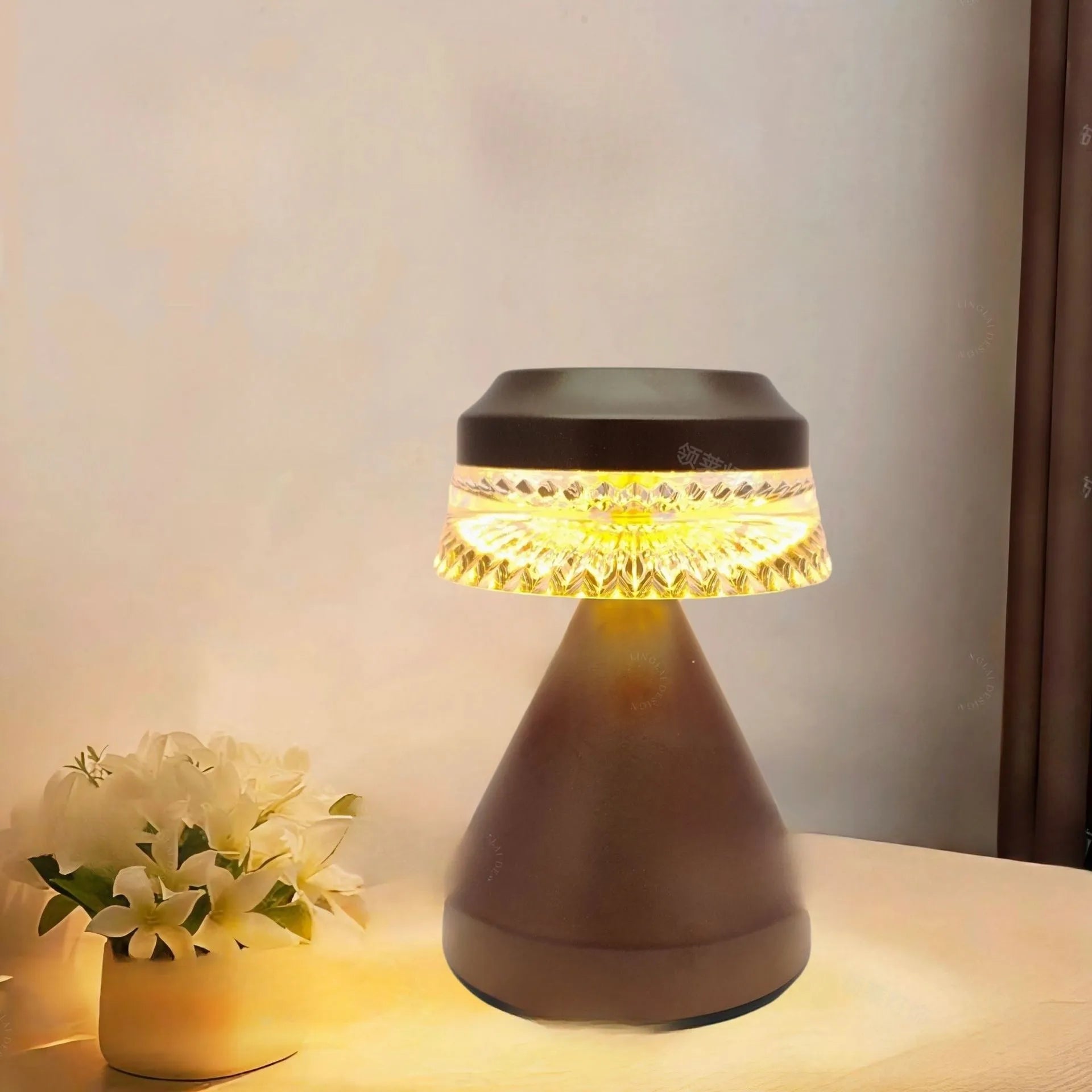 Black USB-powered LED bedside night light with electrodeless dimming control