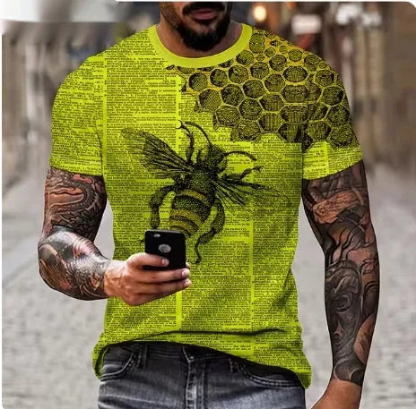Men's grey t-shirt with dimensional 3D lion graphic print on front