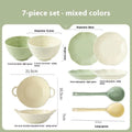 Seven-piece solid colour ceramic tableware set in Japanese modern style