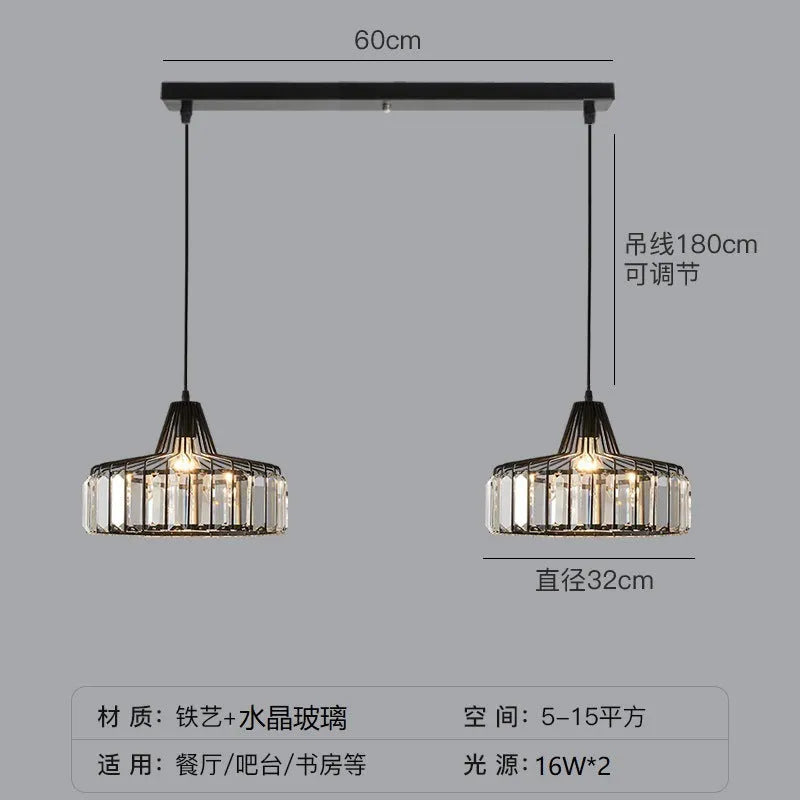 Modern crystal chandelier ceiling lamp with sun lamp design in black iron finish