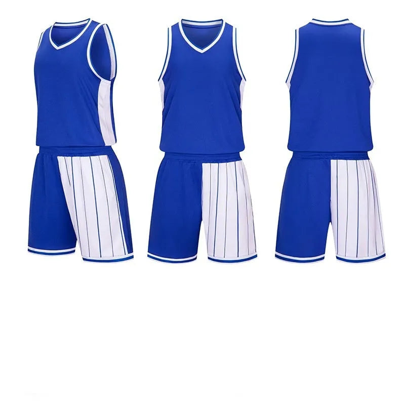 Men's quick-drying basketball training suit in polyester with top and shorts set