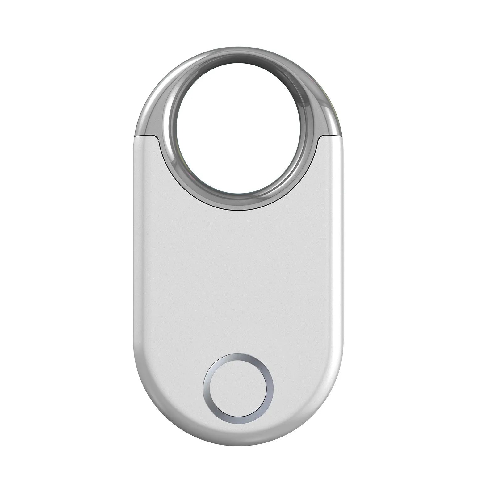 Black and white GPS anti-loss tracking device showing compact 55.1mm size with USB charging port
